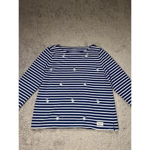 Women's Authentic Talbots Long Sleeve Tee Frenchie Dog Embroidered XL